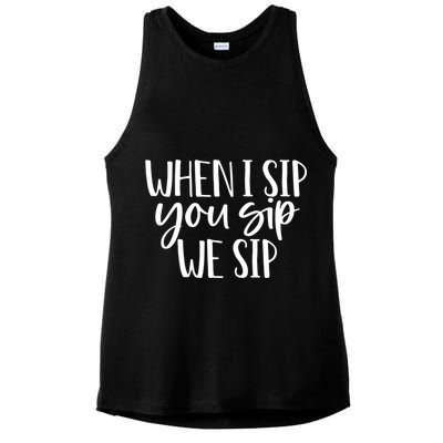 When I Sip You Sip We Sip Funny Bachelorette Bridal Party Gift Ladies PosiCharge Tri-Blend Wicking Tank
