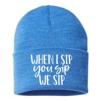 When I Sip You Sip We Sip Funny Bachelorette Bridal Party Gift Sustainable Knit Beanie