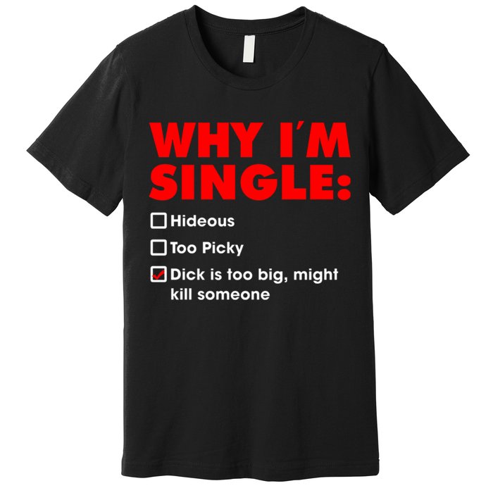 Why I'm Single Hideous Too Picky Dick Is Too Big ,Might Kill Someone Premium T-Shirt