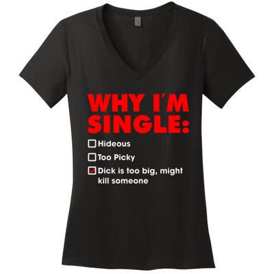 Why I'm Single Hideous Too Picky Dick Is Too Big ,Might Kill Someone Women's V-Neck T-Shirt