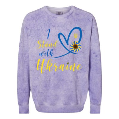 Wo I Stand With Ukraine Heart Sunflower Flag Symbol Gift Colorblast Crewneck Sweatshirt