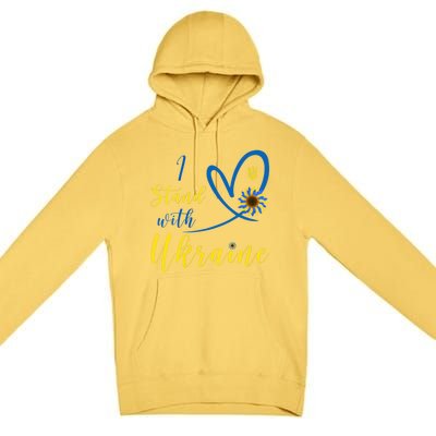 Wo I Stand With Ukraine Heart Sunflower Flag Symbol Gift Premium Pullover Hoodie