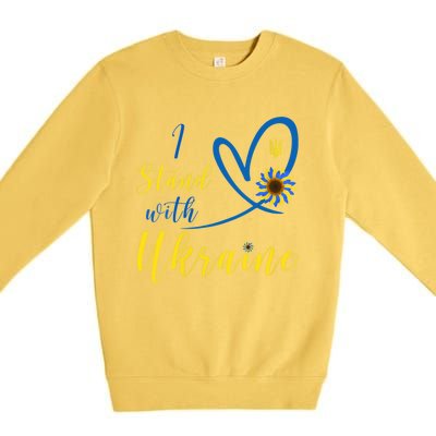 Wo I Stand With Ukraine Heart Sunflower Flag Symbol Gift Premium Crewneck Sweatshirt