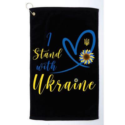 Wo I Stand With Ukraine Heart Sunflower Flag Symbol Gift Golf Towel