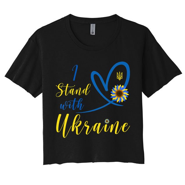 Wo I Stand With Ukraine Heart Sunflower Flag Symbol Gift Crop Top