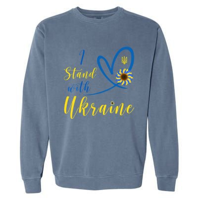 Wo I Stand With Ukraine Heart Sunflower Flag Symbol Gift Garment-Dyed Sweatshirt