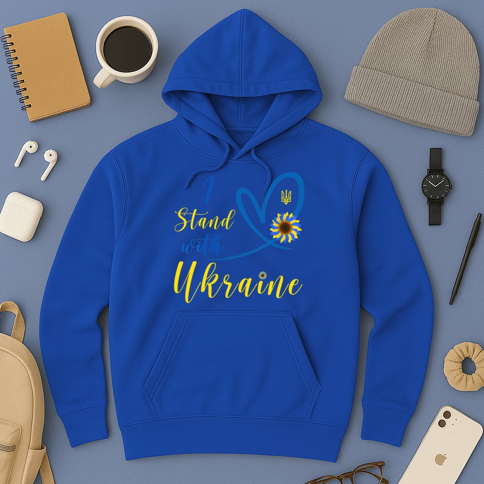 Wo I Stand With Ukraine Heart Sunflower Flag Symbol Gift Hoodie