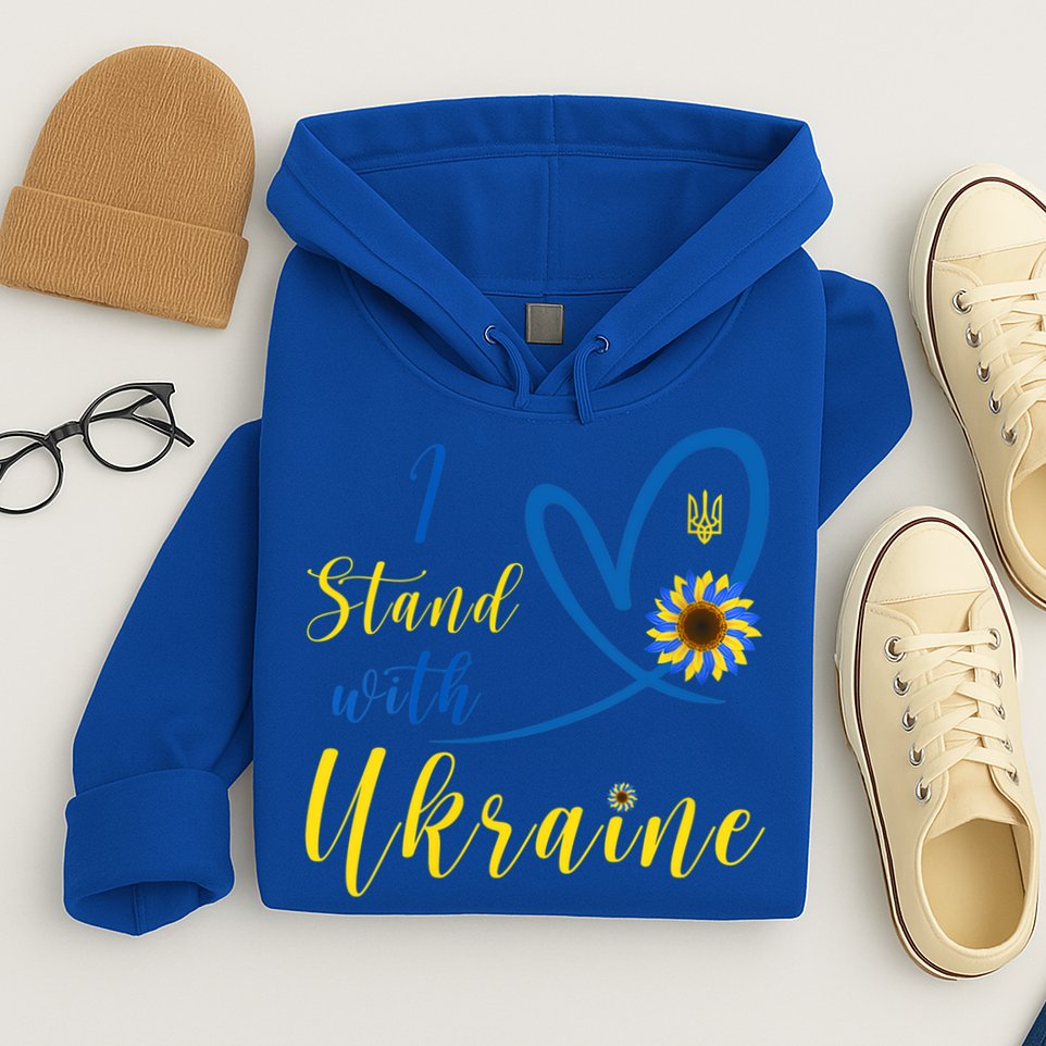Wo I Stand With Ukraine Heart Sunflower Flag Symbol Gift Hoodie