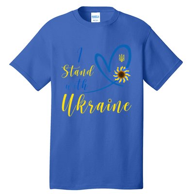 Wo I Stand With Ukraine Heart Sunflower Flag Symbol Gift Tall T-Shirt