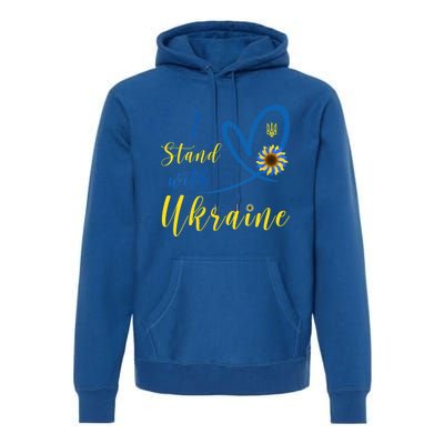 Wo I Stand With Ukraine Heart Sunflower Flag Symbol Gift Premium Hoodie