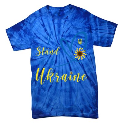 Wo I Stand With Ukraine Heart Sunflower Flag Symbol Gift Tie-Dye T-Shirt