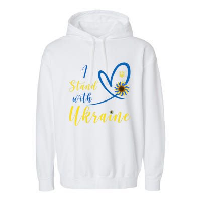 Wo I Stand With Ukraine Heart Sunflower Flag Symbol Gift Garment-Dyed Fleece Hoodie