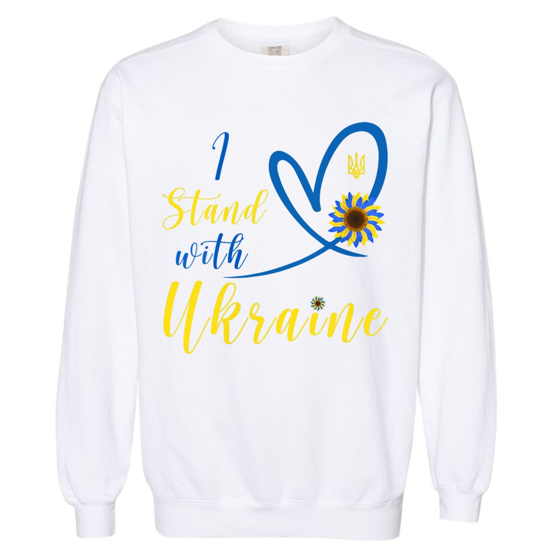 Wo I Stand With Ukraine Heart Sunflower Flag Symbol Gift Garment-Dyed Sweatshirt