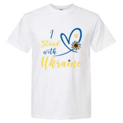 Wo I Stand With Ukraine Heart Sunflower Flag Symbol Gift Garment-Dyed Heavyweight T-Shirt