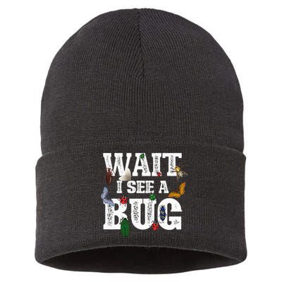 Wait I See A Bug Entomology Insect Collector Entomologist Sustainable Knit Beanie