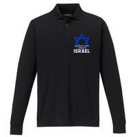 Wherever I Stand I Stand With Israel Performance Long Sleeve Polo