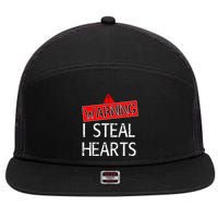 Warning I Steal Hearts 7 Panel Mesh Trucker Snapback Hat