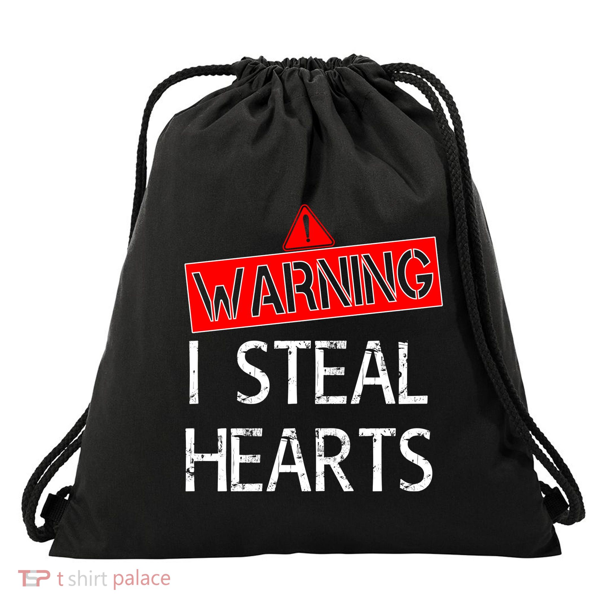 Warning I Steal Hearts Drawstring Bag