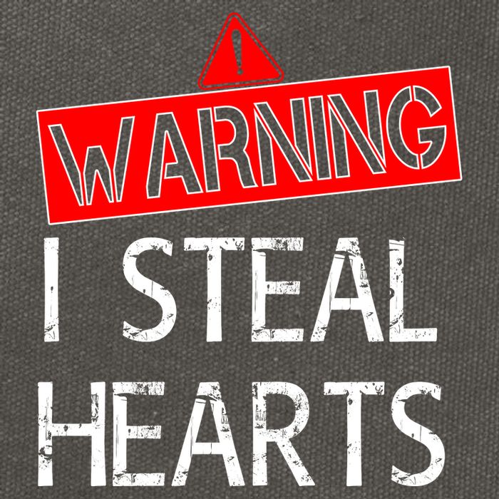 Warning I Steal Hearts Cotton Canvas Backpack