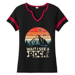 Wait I See A Rock Funny Geologist Idea Ladies Halftime Notch Neck Tee