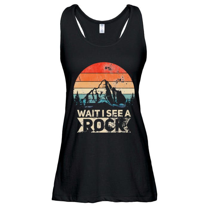 Wait I See A Rock Funny Geologist Idea Ladies Essential Flowy Tank