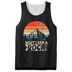 Wait I See A Rock Funny Geologist Idea Mesh Reversible Basketball Jersey Tank