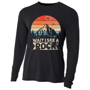 Wait I See A Rock Funny Geologist Idea Cooling Performance Long Sleeve Crew