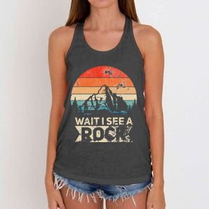 Wait I See A Rock Funny Geologist Idea Women's Knotted Racerback Tank