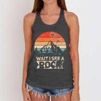 Wait I See A Rock Funny Geologist Idea Women's Knotted Racerback Tank