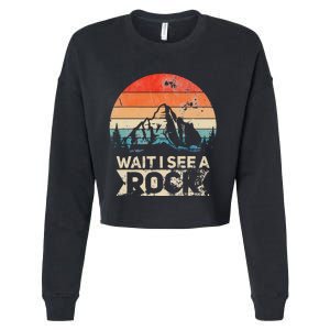 Wait I See A Rock Funny Geologist Idea Cropped Pullover Crew