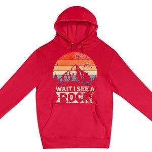 Wait I See A Rock Funny Geologist Idea Premium Pullover Hoodie