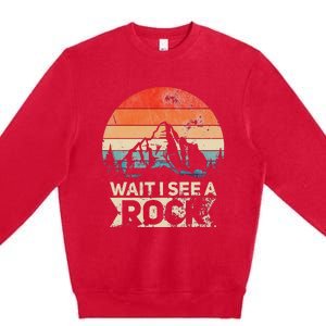 Wait I See A Rock Funny Geologist Idea Premium Crewneck Sweatshirt