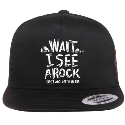 Wait I See A Rock Geology Flat Bill Trucker Hat