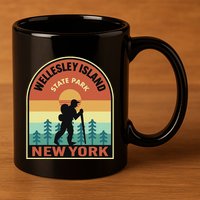 Wellesley Island State Park New York Retro Hiking 11oz C Handle Ceramic Mug