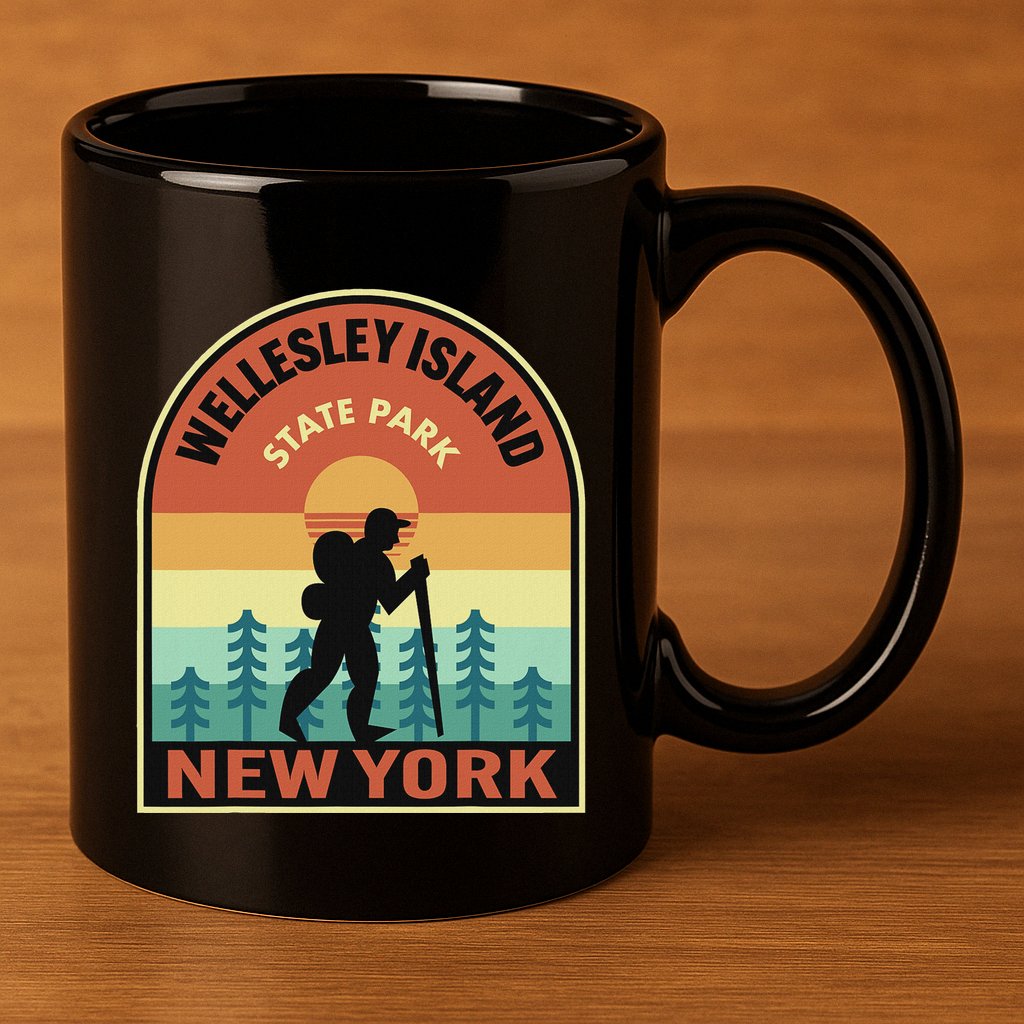 Wellesley Island State Park New York Retro Hiking 11oz C Handle Ceramic Mug