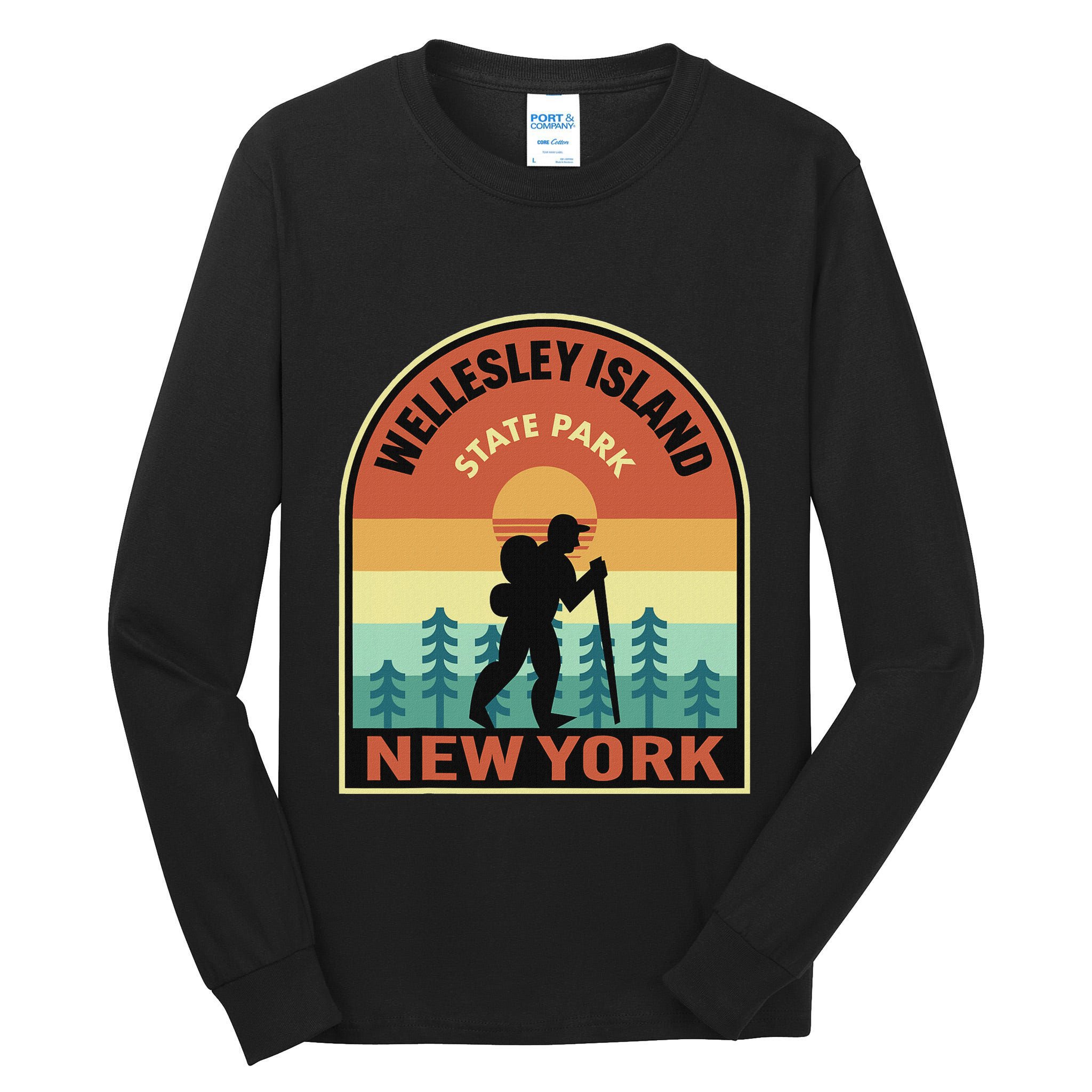 Wellesley Island State Park New York Retro Hiking Tall Long Sleeve T-Shirt