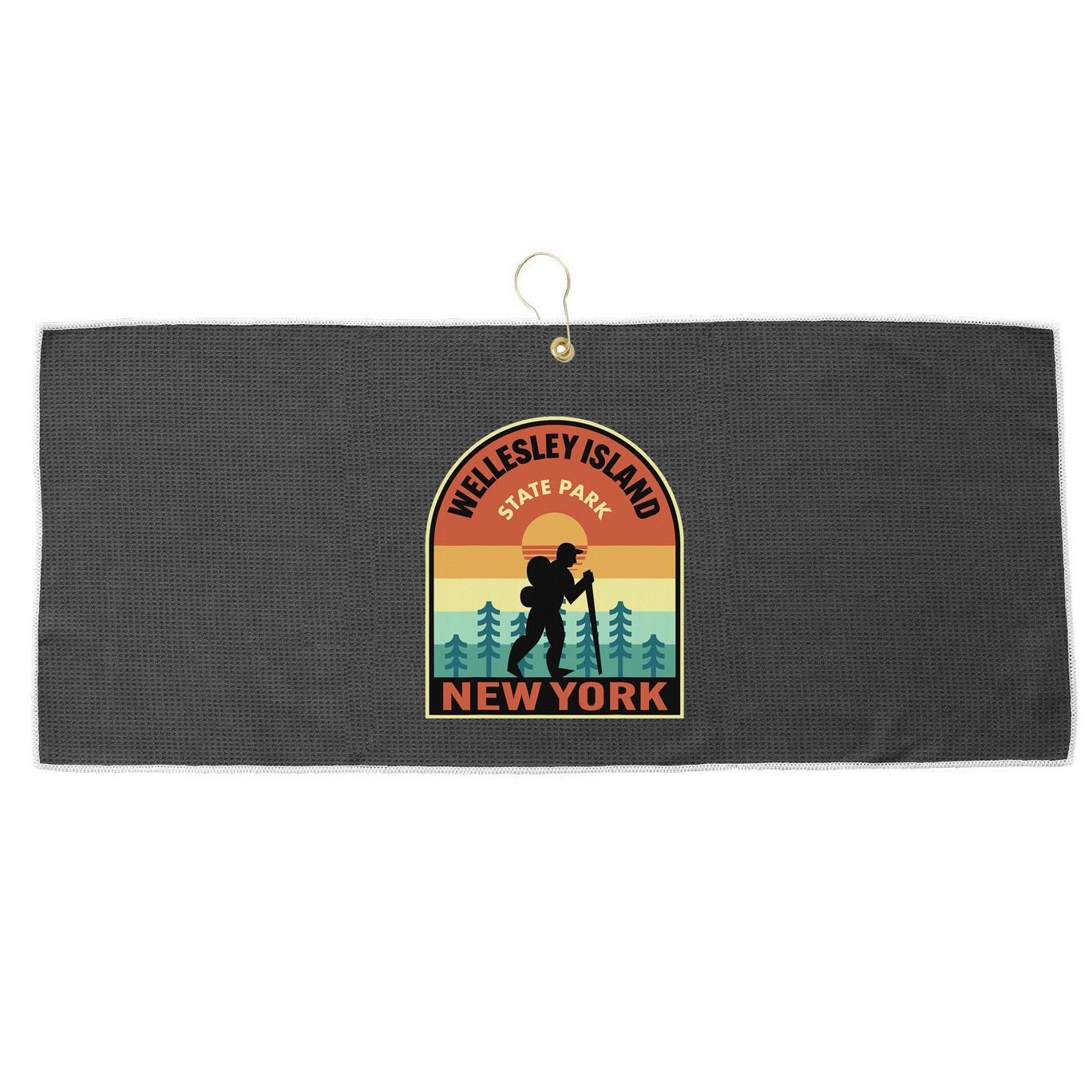 Wellesley Island State Park New York Retro Hiking Large Microfiber Waffle Golf Towel