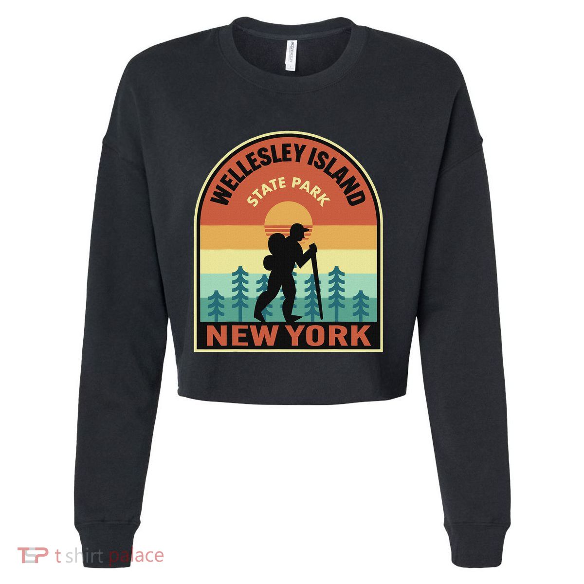 Wellesley Island State Park New York Retro Hiking Cropped Pullover Crew