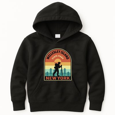 Wellesley Island State Park New York Retro Hiking Kids Hoodie