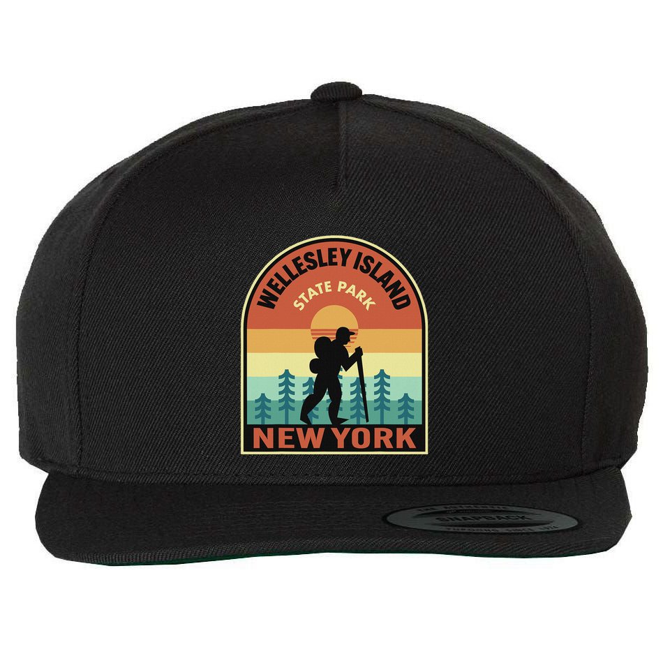 Wellesley Island State Park New York Retro Hiking Wool Snapback Cap