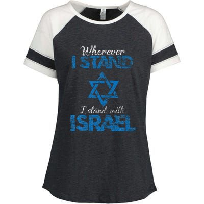 Wherever I Stand I Stand With Israel Enza Ladies Jersey Colorblock Tee