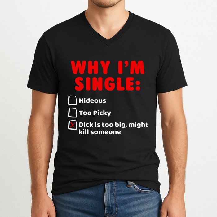Why IM Single Hideous Too Picky Dick Is Too Big V-Neck T-Shirt