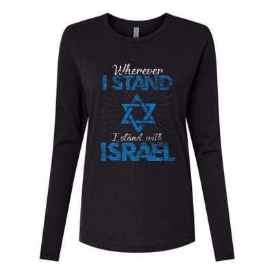 Wherever I Stand I Stand With Israel Womens Cotton Relaxed Long Sleeve T-Shirt