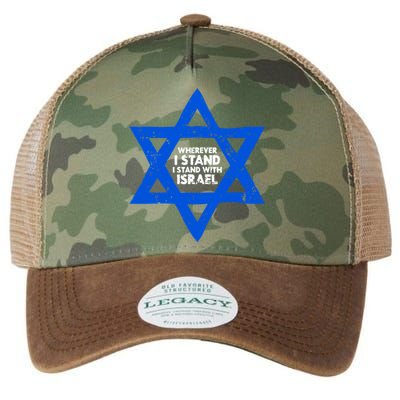 Wherever I Stand I Stand With Israel Jewish Distressed Legacy Tie Dye Trucker Hat