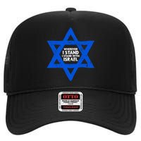 Wherever I Stand I Stand With Israel Jewish Distressed High Crown Mesh Back Trucker Hat