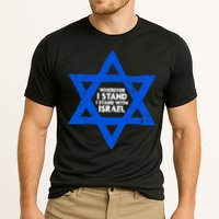 Wherever I Stand I Stand With Israel Jewish Distressed Cooling Performance Crew T-Shirt