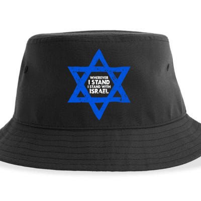 Wherever I Stand I Stand With Israel Jewish Distressed Sustainable Bucket Hat