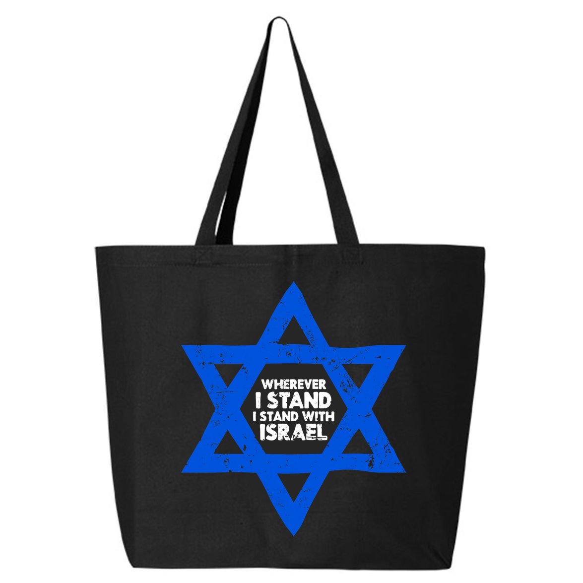 Wherever I Stand I Stand With Israel Jewish Distressed 25L Jumbo Tote