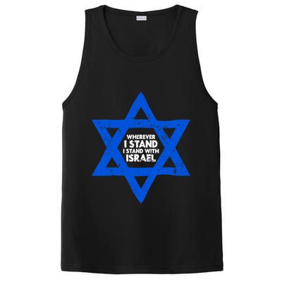 Wherever I Stand I Stand With Israel Jewish Distressed PosiCharge Competitor Tank