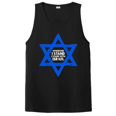 Wherever I Stand I Stand With Israel Jewish Distressed PosiCharge Competitor Tank